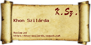 Khon Szilárda névjegykártya